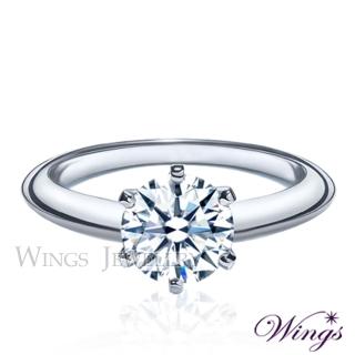 【WINGS】八心八箭 戒指 皇冠式戒臺 經典六爪鑲 璀璨方晶鋯石 擬真鑽戒(送禮 母親節禮物 禮盒 質感 女戒)