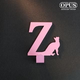 【OPUS東齊金工】歐式鐵藝壁飾掛勾/無痕掛鉤/掛衣架/廚房衛浴收納(HO-ca10-ZP 當貓咪遇上字母Z)
