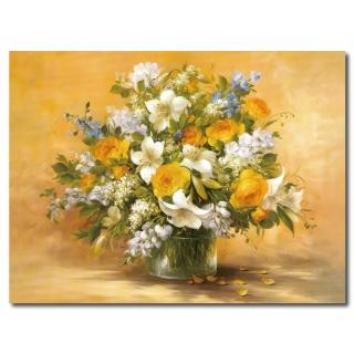 【24mama 掛畫】單聯式 大型橫幅 歐風花卉無框畫 60x80cm(欣欣向榮)