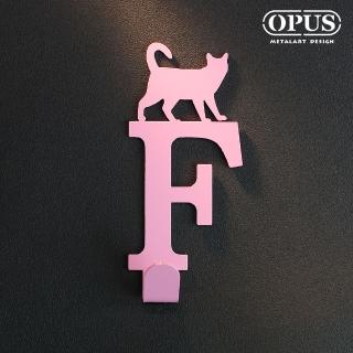 【OPUS東齊金工】歐式鐵藝壁飾掛勾/無痕掛鉤/掛衣架/廚房衛浴收納(HO-ca10-FP 當貓咪遇上字母F)
