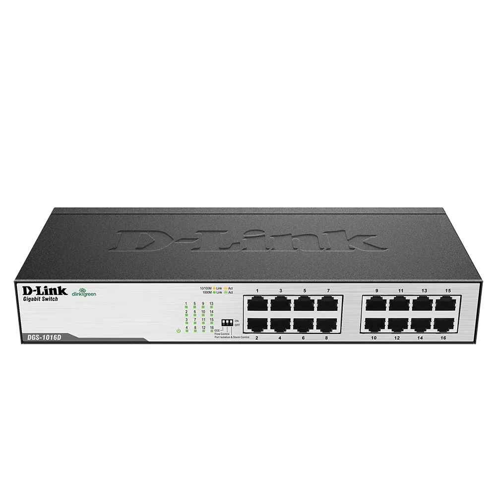【D-Link】DGS-1016D 16埠 10/100/1000Mbps Gigabit 桌上/機架型 高速乙太網路交換器