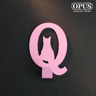 【OPUS東齊金工】歐式鐵藝壁飾掛勾/無痕掛鉤/掛衣架/廚房衛浴收納(HO-ca10-QP 當貓咪遇上字母Q)