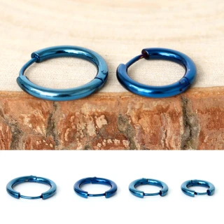 【玖飾時尚】藍色圈圈鋼製耳針耳環(耳針)