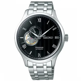 【SEIKO 精工】PRESAGE 24小時顯示開芯機械錶-銀x黑(4R39-00W0D/SSA377J1)