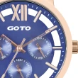 【GOTO】LINK系列裸空三眼精品時尚手錶-IP玫x藍(GS0060L-44-L41)