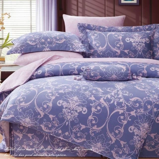 【貝兒居家寢飾生活館】100%天絲七件式兩用被床罩組 淡淡愛戀-藍(特大)