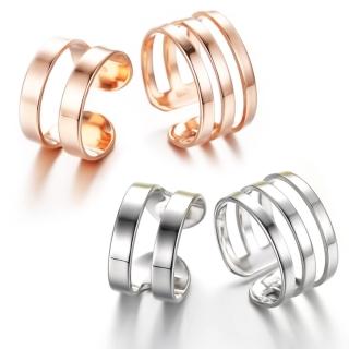 【I.Dear Jewelry】愛情條約-情侶男女玫瑰金層次線條可調節鍍銀戒指男女對戒(單戒)