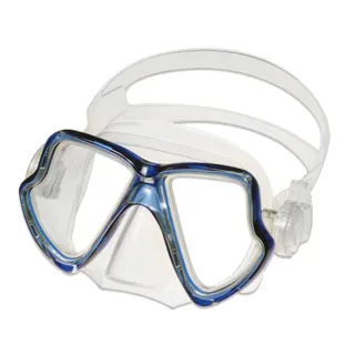 【AQUATEC】3D立體潛水面鏡 藍框透明矽膠(MK-400)