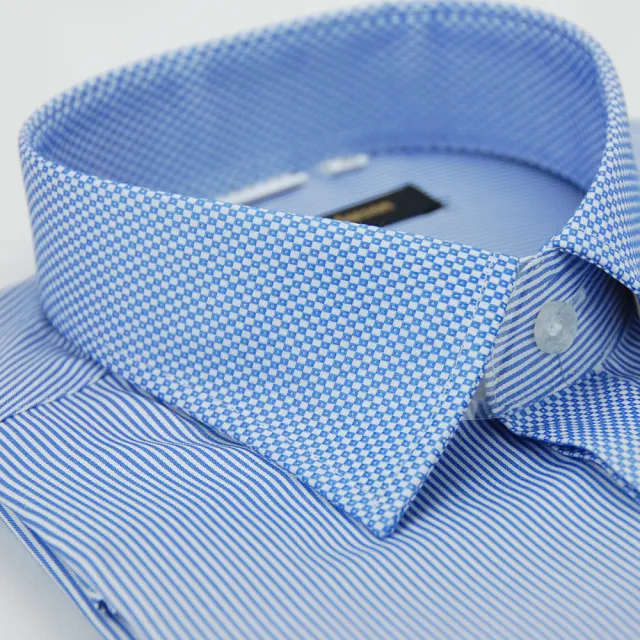 【金安德森】藍色變化領方格窄版長袖襯衫