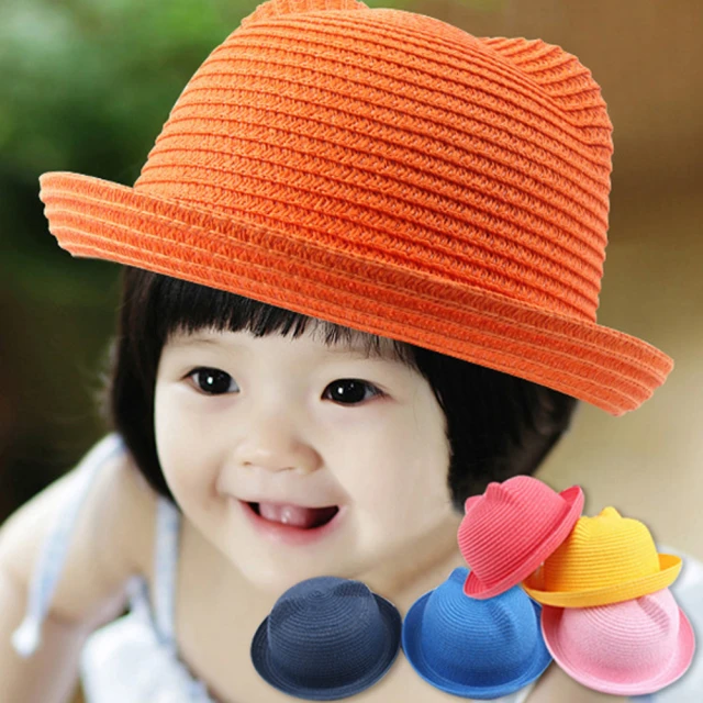 【PS Mall】百搭可愛耳朵兒童草帽遮陽帽(B001)