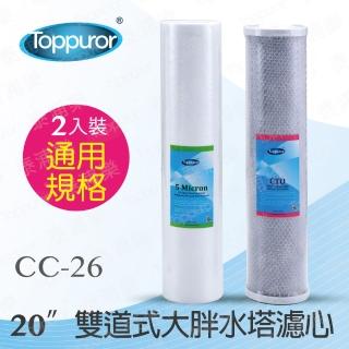 【Toppuror 泰浦樂】20吋雙道式大胖水塔濾心組2入裝_CC-26(PP+CTO)