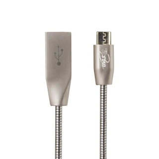 【TCSTAR】Micro USB 公對公 鋅合金金剛充電傳輸線/灰 1M(TCW-U8100GR)