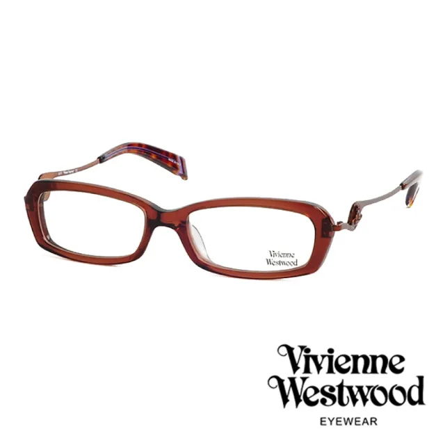 【Vivienne Westwood】英國薇薇安魏斯伍德復古不規則音符鏡腳光學眼鏡(琥珀 VW201M02)