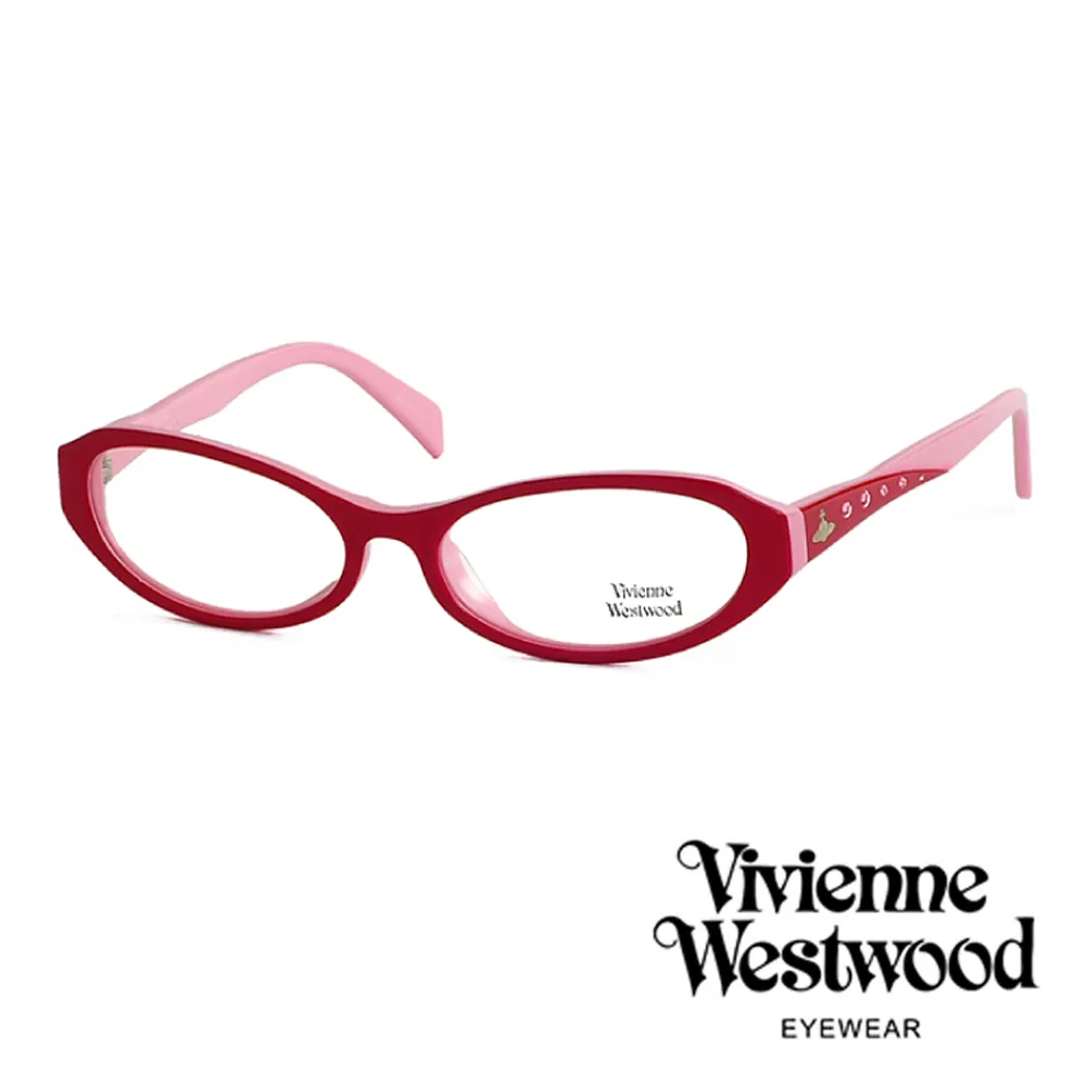 【Vivienne Westwood】英國薇薇安魏斯伍德復古晶鑽造型框光學眼鏡(粉彩紅 VW193M03)
