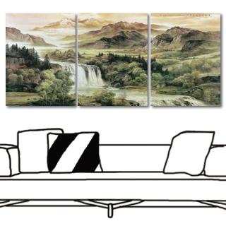 【24mama 掛畫】三聯式 風景 長輩禮 居家裝飾 無框畫-30x40cm(雲天高誼)