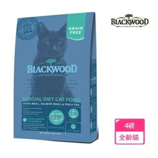 【BLACKWOOD 柏萊富】特調無穀全齡貓配方-4磅(鴨肉+鮭魚+豌豆)