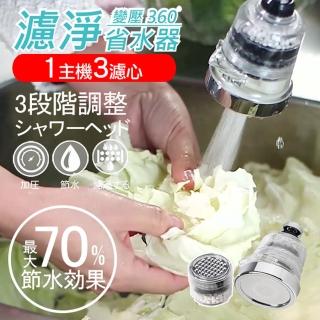 【神膚奇肌】360度萬向龍頭濾淨省水器1機3芯