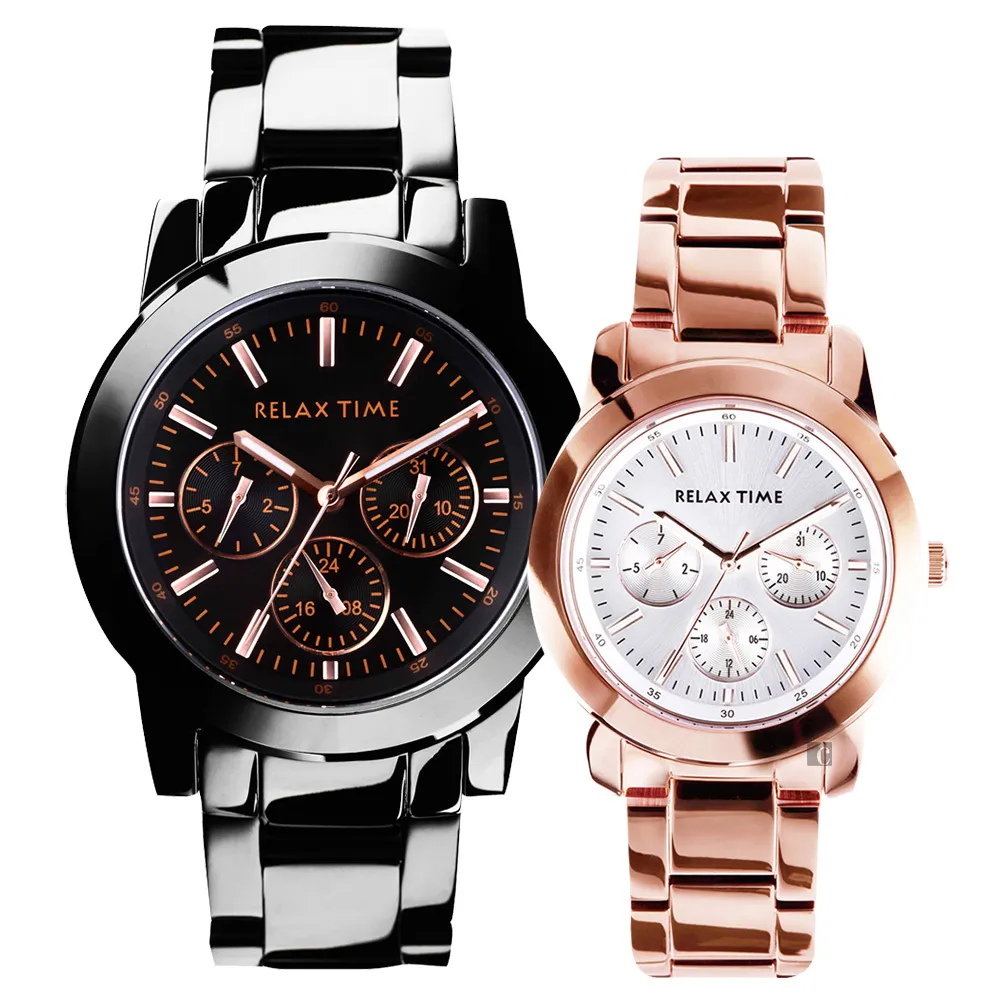【Relax Time】時尚達人日曆顯示情侶手錶 對錶-42+38mm 畢業禮物(R0800-16-10X+R0800-16-32)