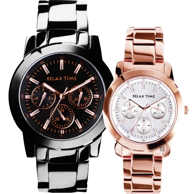 【Relax Time】時尚達人日曆顯示情侶手錶 對錶-42+38mm(R0800-16-10X+R0800-16-32)