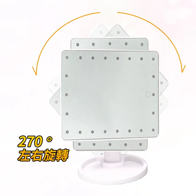 【幸福揚邑】10吋超大22燈LED可翻轉觸控亮度調整美顏化妝桌鏡-粉