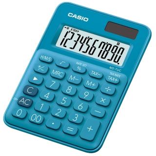 【CASIO 卡西歐】10位元繽紛馬卡龍色迷你型計算機-俏藍莓(MS-7UC-BU)