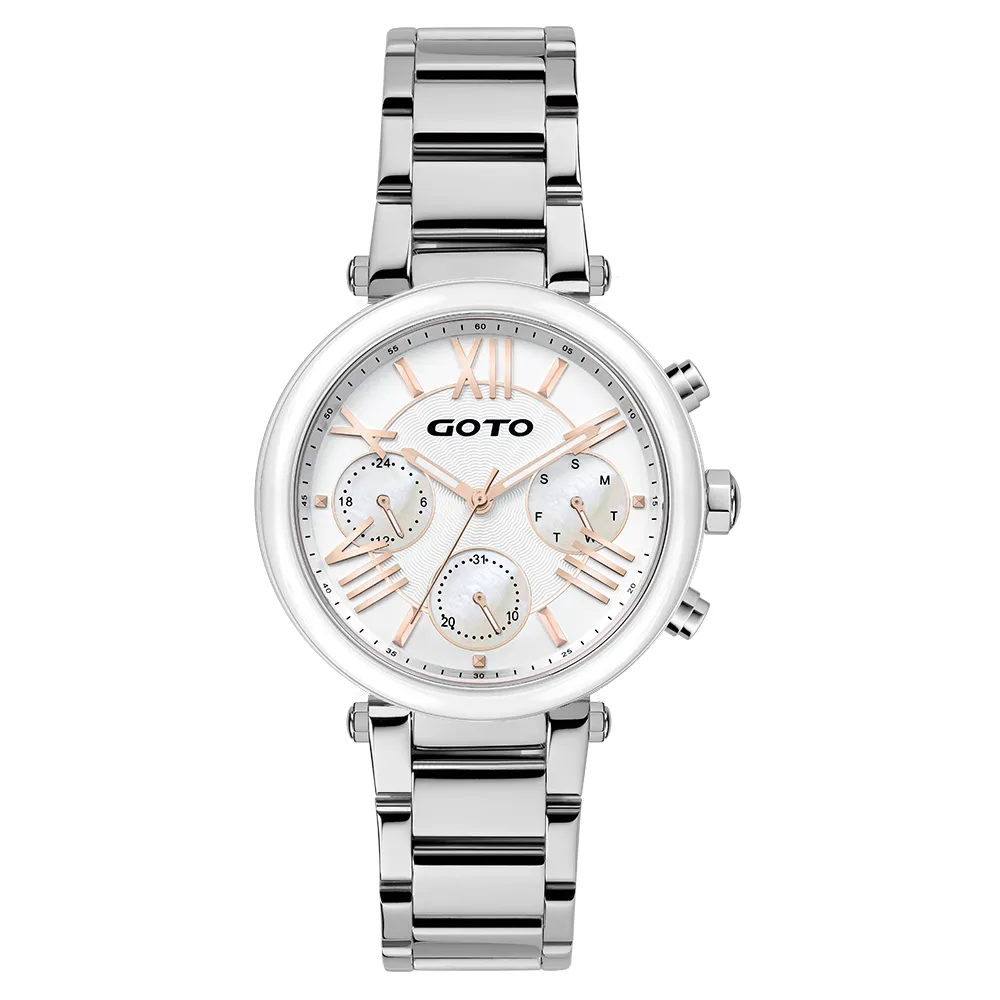 【GOTO】浪漫羅馬風情時尚手錶-白(GS0052M-2S-241)
