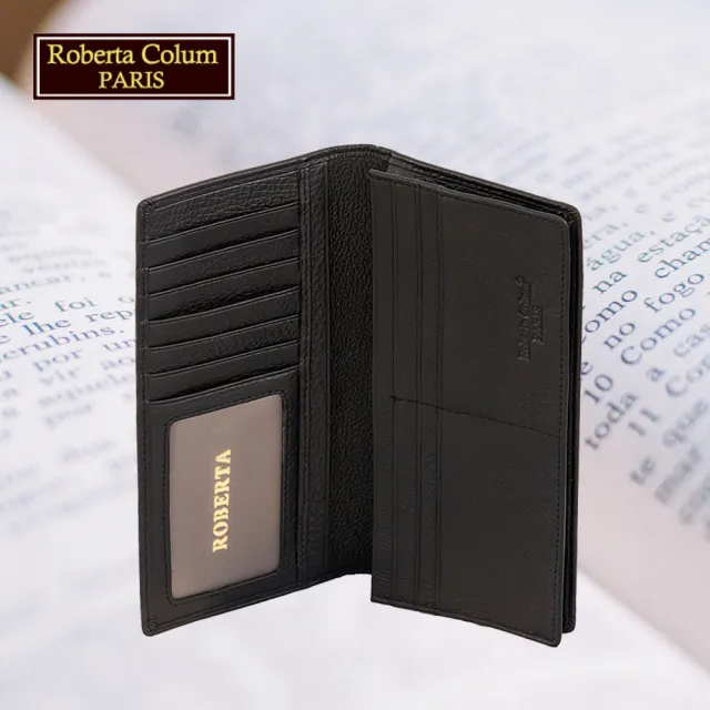 【Roberta Colum】諾貝達 男用專櫃皮夾 12卡片長夾(23158-1黑色)