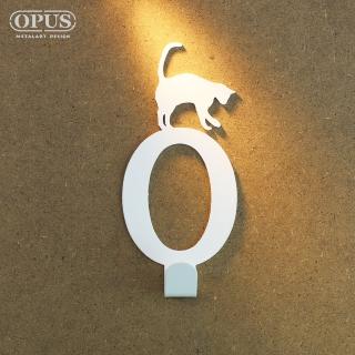 【OPUS 東齊金工】歐式鐵藝壁飾掛勾/無痕掛鉤/掛衣架/廚房衛浴收納(HO-ca10-OW 當貓咪遇上字母O)