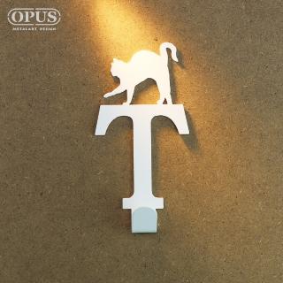 【OPUS 東齊金工】歐式鐵藝壁飾掛勾/無痕掛鉤/掛衣架/廚房衛浴收納(HO-ca10-TW 當貓咪遇上字母T)