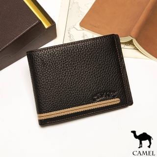 【CAMEL】618 真皮包包 爵品絲印款牛皮9卡1照短夾-共2色