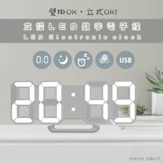 【KINYO】立體多功能LED數字電子鐘/時鐘(可拆式立架)