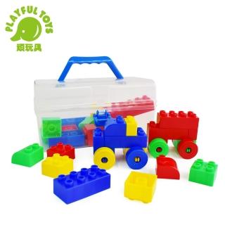 【Playful Toys 頑玩具】臺灣製造-手提積木箱48片(STEAM玩具 積木車 創意拼裝 兒童禮物)