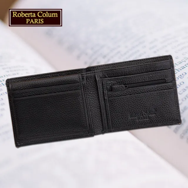 【Roberta Colum】諾貝達 男用專櫃皮夾 5卡片短夾(23151-1黑色)