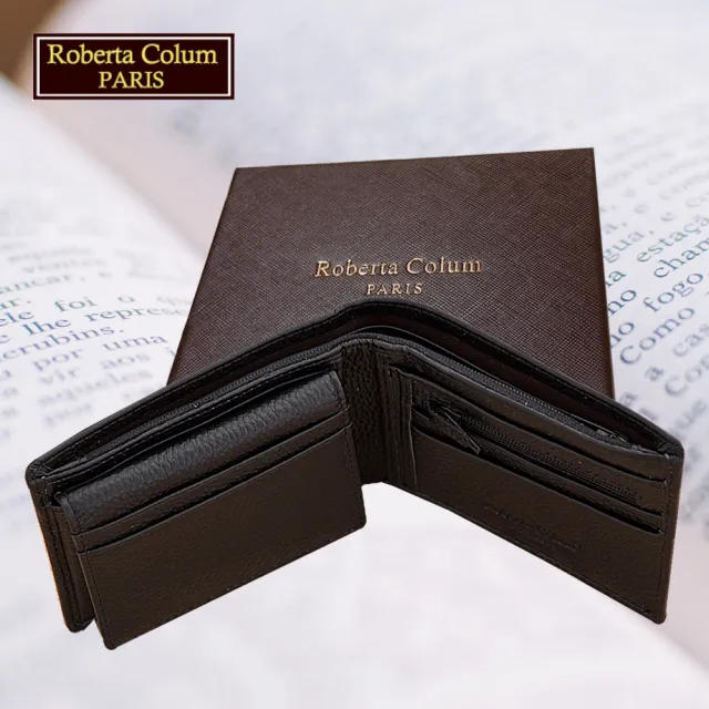【Roberta Colum】諾貝達 男用專櫃皮夾 5卡片短夾(23151-1黑色)