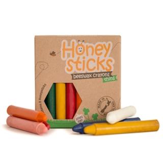 【紐西蘭 Honey Sticks Crayons】純天然蜂蠟無毒蠟筆-學童適用-6歲以上(細長款-共8色)