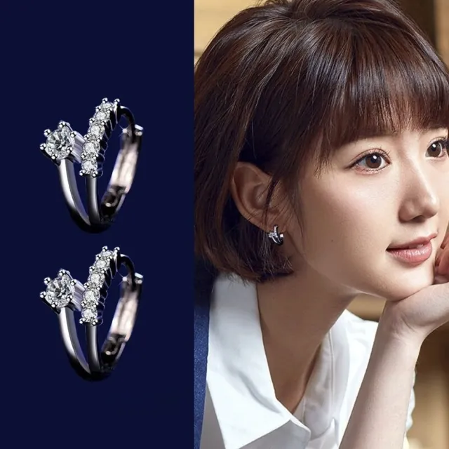 【Emi 艾迷】韓國925銀針璀璨奢華點鑽環繞鋯石耳環