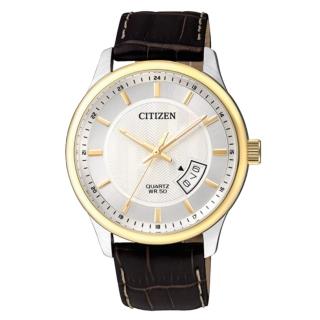 【CITIZEN 星辰】石英男錶 小牛皮錶帶 白 防水(BI1054-12A)