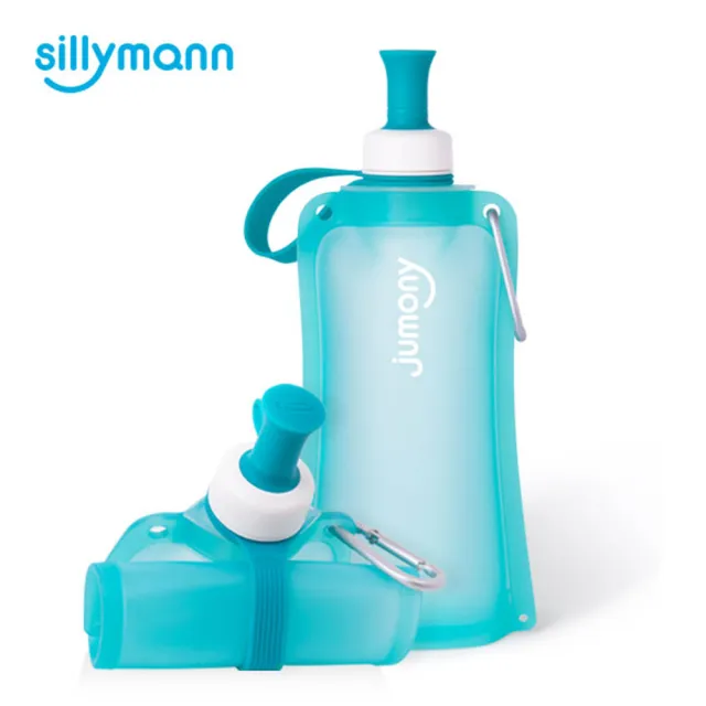【sillymann】100%簡約便攜捲式鉑金矽膠水瓶-550ml(薄荷藍)