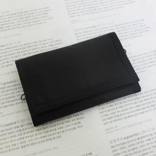 【皮夾】尼龍全黑多功能型男短夾(玖飾時尚)