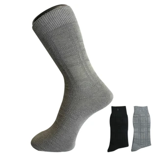 【ELF 三合豐】6雙組 奈米竹炭抗菌除臭歐式立體條紋紳士襪 西裝襪 休閒襪(MIT 黑色、灰色)