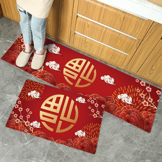 【半島良品】90款/台灣印刷/買一送一/防油防水皮革地墊75+120cm(防水 免打理 回彈 節慶 過年)