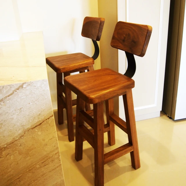 【吉迪市柚木家具】實木厚板靠背造型吧檯/高腳椅 PP526(實木創意 低調奢華 個性 復古)