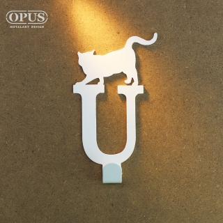 【OPUS 東齊金工】歐式鐵藝壁飾掛勾/無痕掛鉤/掛衣架/廚房衛浴收納(HO-ca10-UW 當貓咪遇上字母U)