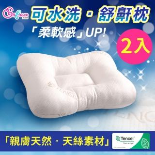 【Embrace 英柏絲】2入 Tencel天絲特柔軟 可水洗 舒鼾枕 蝶形枕 人體工學 MIT臺灣製造(可以洗的枕頭)