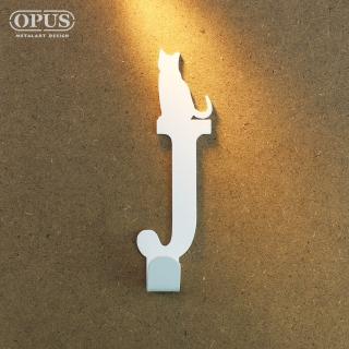 【OPUS 東齊金工】歐式鐵藝壁飾掛勾/無痕掛鉤/掛衣架/廚房衛浴收納(HO-ca10-JW 當貓咪遇上字母J)