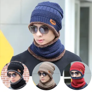 【I.Dear】戶外男女保暖加厚針織毛線帽圍脖兩件套組(6色)