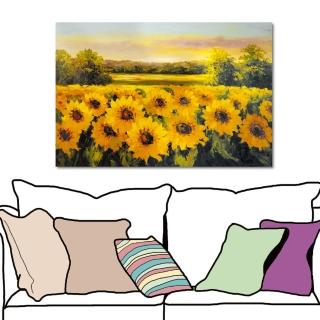 【24mama 掛畫】單聯式 花卉 欣欣向榮 客廳裝飾 無框畫-60x40cm(向日葵園)