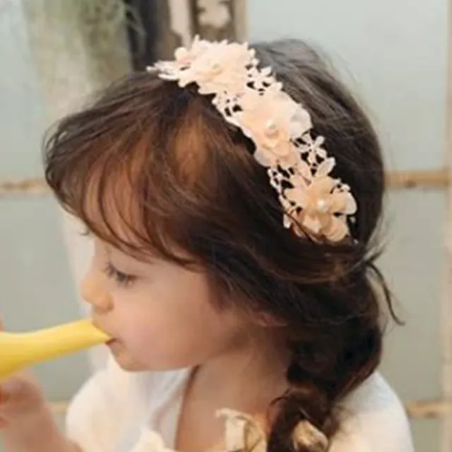 【UNICO】韓版 兒童浪漫蕾絲花朵造型髮箍髮帶(髮飾/配件/聖誕)