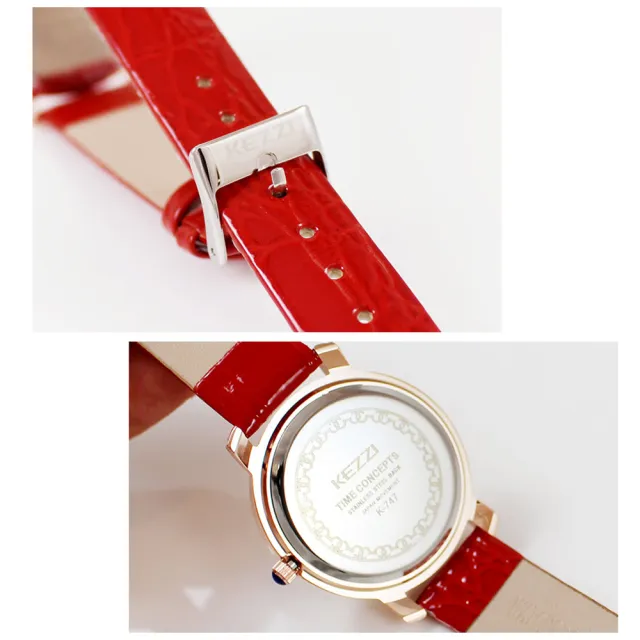 【微笑安安】香港品牌KEZZI＊滑動晶鑽羅馬數字皮帶女錶(4色)