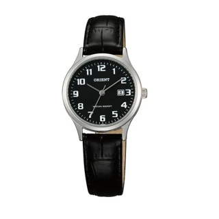 【ORIENT 東方錶】TRADITIONAL STYLE系列 復古阿拉伯數字石英錶 皮帶款 黑色 FSZ3N005B - 28mm(FSZ3N005B)